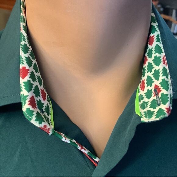 TOM BAINE Slim Fit Holiday Collection Button Down Dress Shirt Hunter Med NWOT - Picture 2 of 6